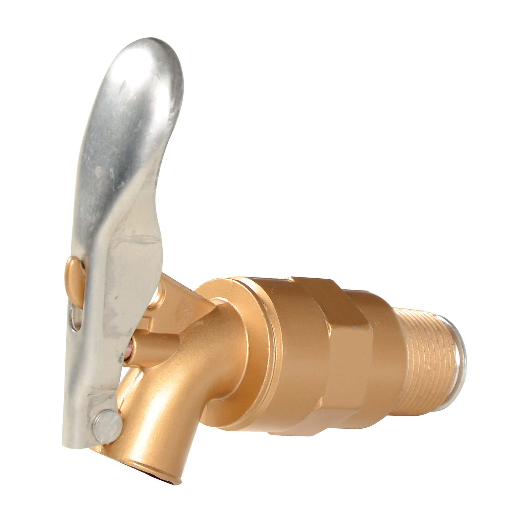 Vestil, Brass Plated Zinc Manual Drum Faucet with Lockable Handle 3/4 In. Bung, Model# DFT-AS-SC